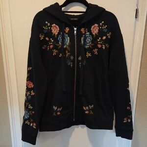 Driftwood Floral Embroidered Hoodie L